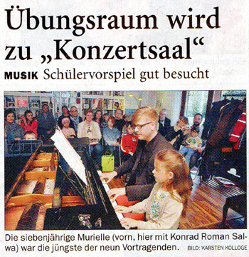 Zeitungsartikel 2013: Übungsraum wird zum "Konzertsaal"